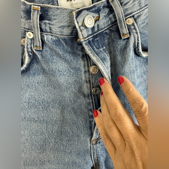 Agolde 90’s pinch high waisted light blue denim cropped button fly jeans 27 - Picture 4 of 9